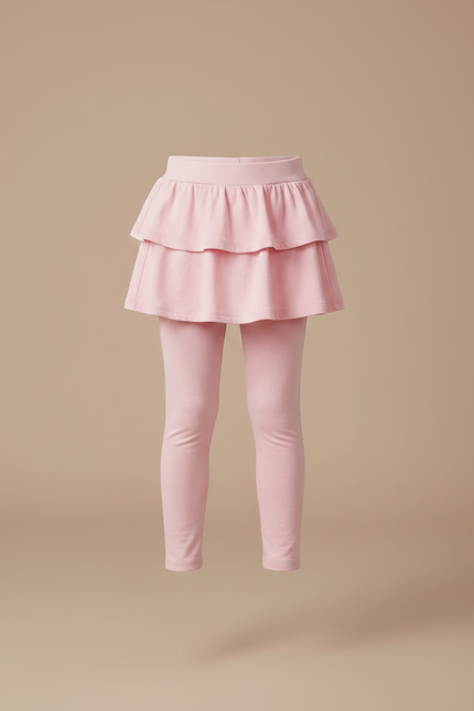 Pantalon Jupe Rose Volants Superposés Confortable Enfant - Maille - vue 3
