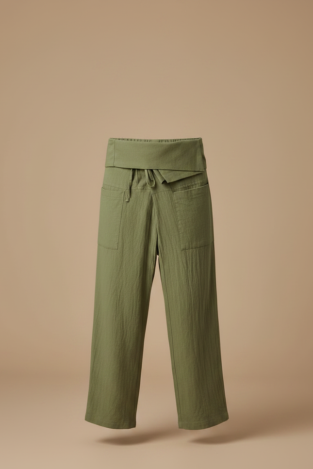 Pantalon Jupe Vert Coton Ample Décontracté Homme - Kaki Lin - vue 3