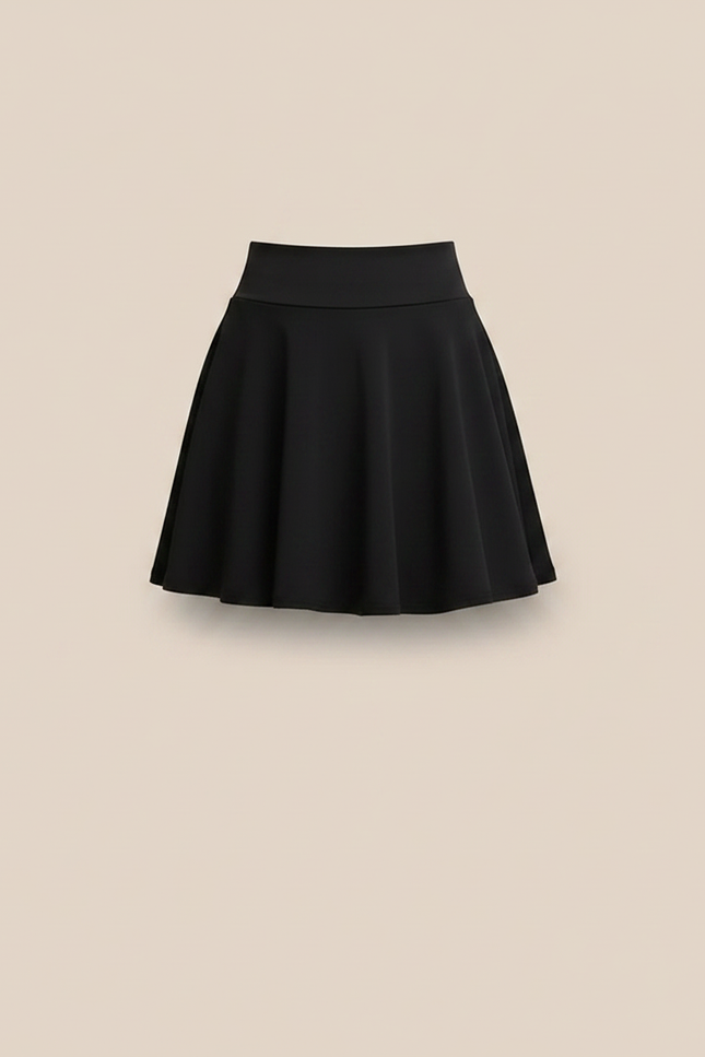 Pantalon Jupe Noir Évasé Court Décontracté Femme - Polyester - vue 3