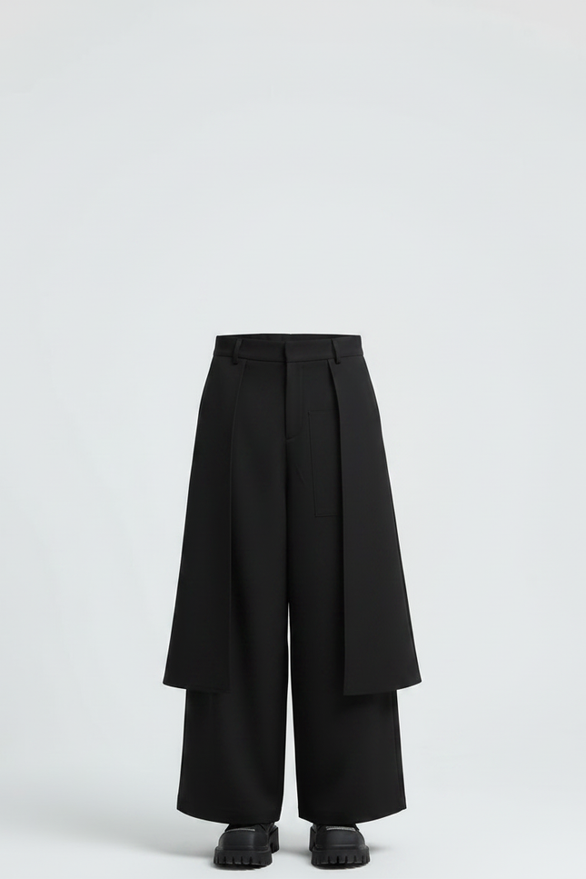 Pantalon Jupe Noir Ample Déstructuré Élégant Homme - Polyester - vue 3