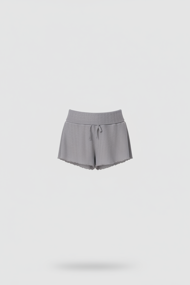 Pantalon Jupe Gris Côtelé Volants Court Confortable - Maille - vue 3