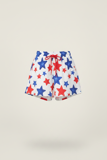 Pantalon Jupe Blanc Étoiles Rouges Bleues Coton Enfant - Multicolore - vue 3