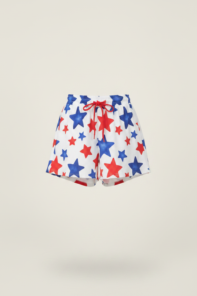 Pantalon Jupe Blanc Étoiles Rouges Bleues Coton Enfant - Multicolore - vue 3