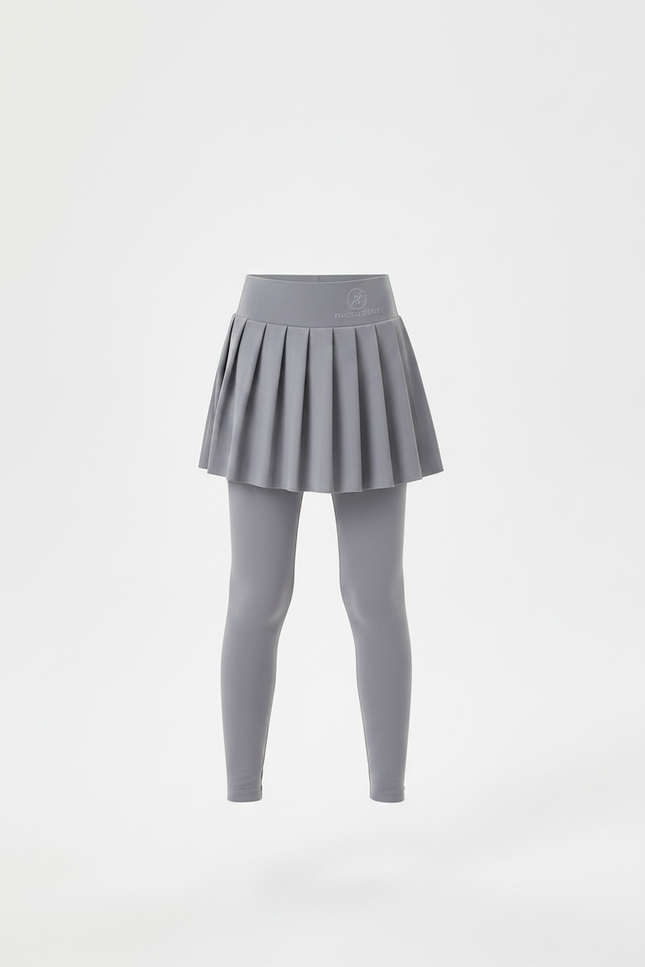Pantalon Jupe Gris Plissé Legging Enfant Confortable - Polyester - vue 3