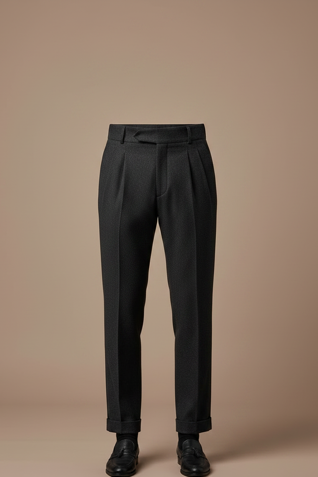 Pantalon Jupe Gris Plissé Élégant Homme Moderne - Laine - vue 3