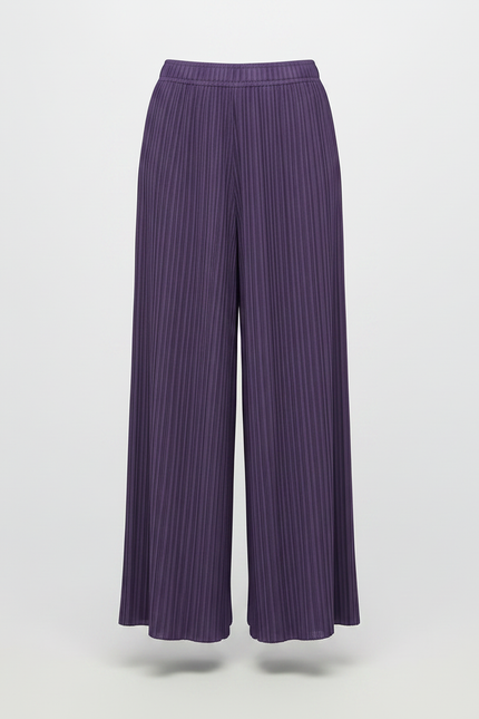 Pantalon Jupe Plissé Fluide Ample Violet Élégant - Polyester - vue 3