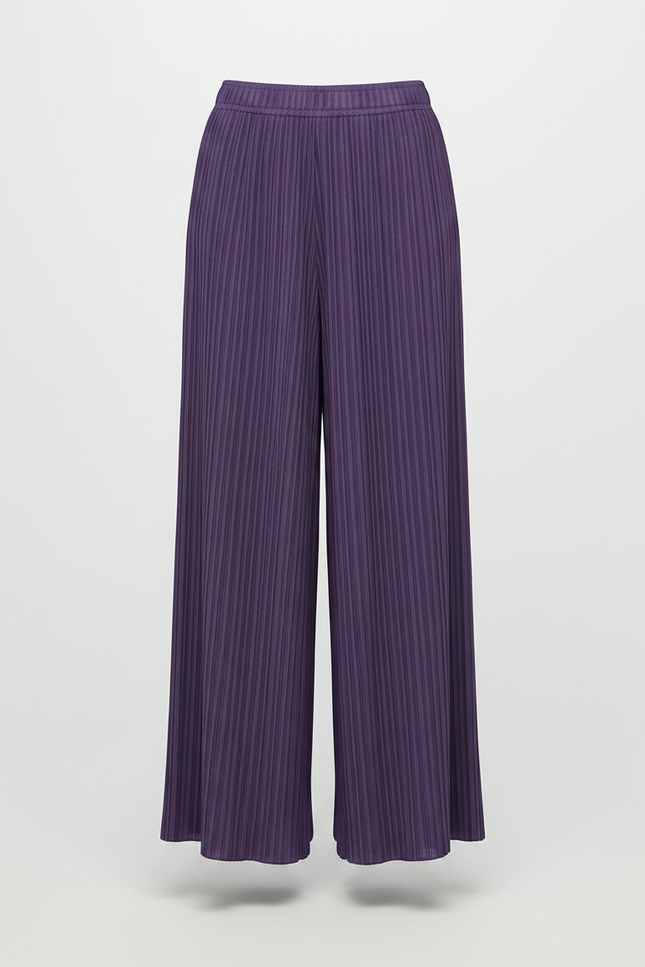Pantalon Jupe Plissé Fluide Ample Violet Élégant - Polyester - vue 3