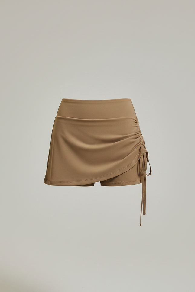 Pantalon Jupe Beige Froncé Doublé Sportif - Polyester - vue 3