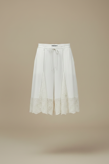 Pantalon Jupe Blanc Dentelle Fluide Ample Élégant - Viscose - vue 3