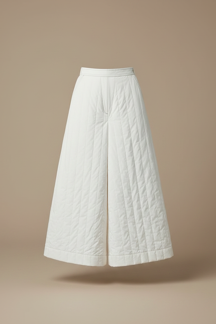 Pantalon Jupe Blanc Matelassé Ample Hiver Décontracté - Coton - vue 3