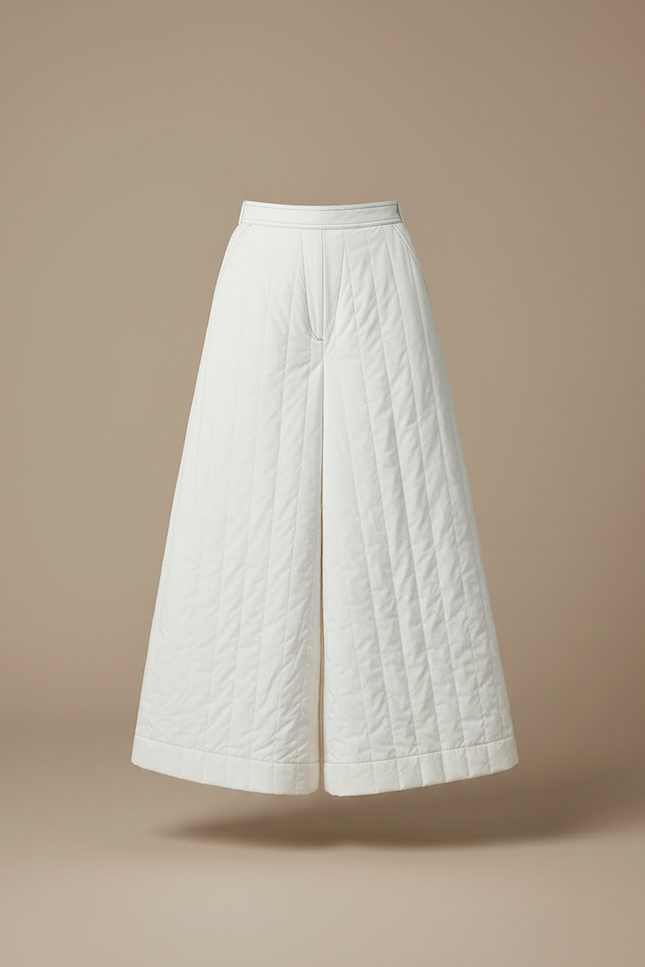 Pantalon Jupe Blanc Matelassé Ample Hiver Décontracté - Coton - vue 3