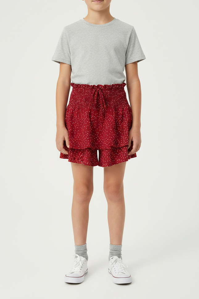 Pantalon Jupe Rouge À Pois Volants Enfant - Viscose - vue 3