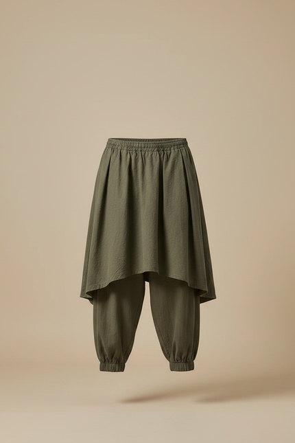 Pantalon Jupe Kaki Ample Coton Superposé Homme - vue 3