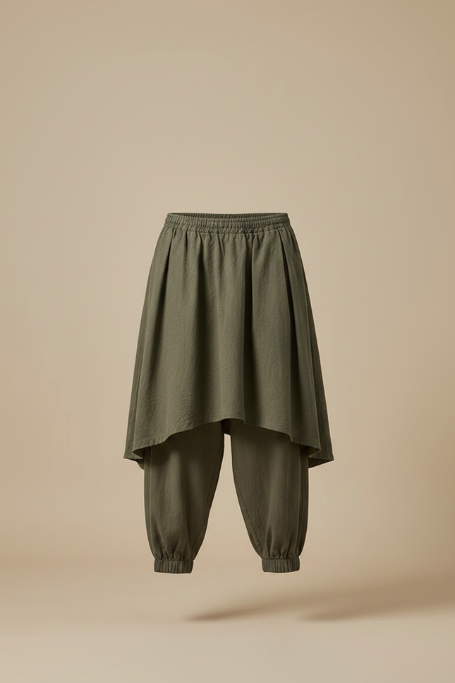 Pantalon Jupe Kaki Ample Coton Superposé Homme - vue 3