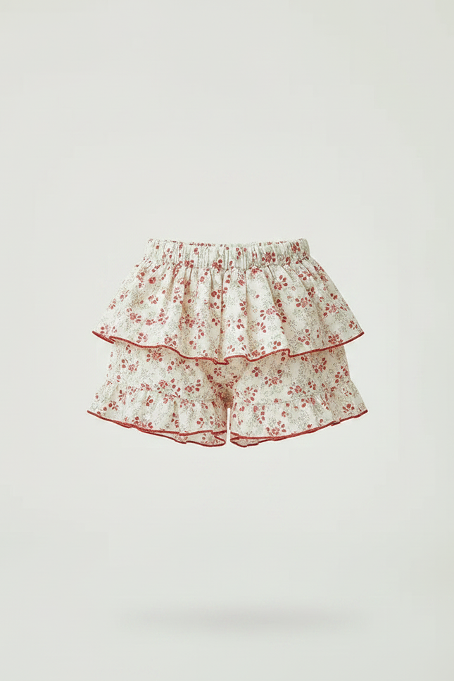 Pantalon Jupe Floral Volants Coton Doux Enfant - Imprimé - vue 3