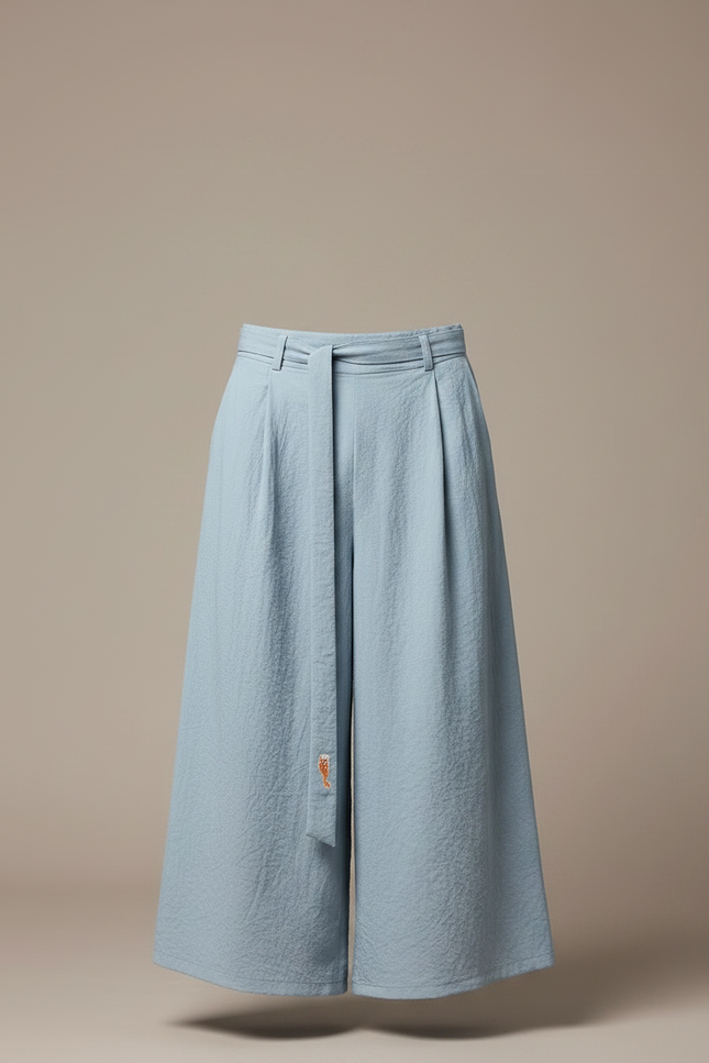 Pantalon Jupe Bleu Ciel Ample Homme Décontracté Coton - Lin - vue 3