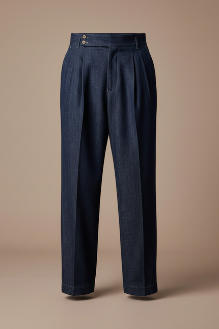 Pantalon Jupe Bleu Marine Plissé Ample Homme - Jean - vue 3