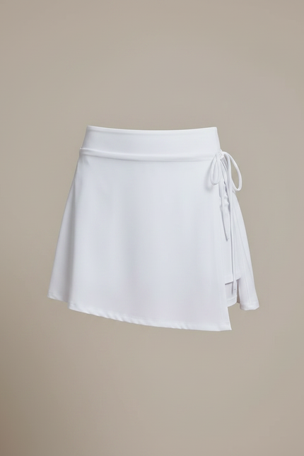 Pantalon Jupe Blanc Fluide Sport À Lacets - Polyester - vue 3