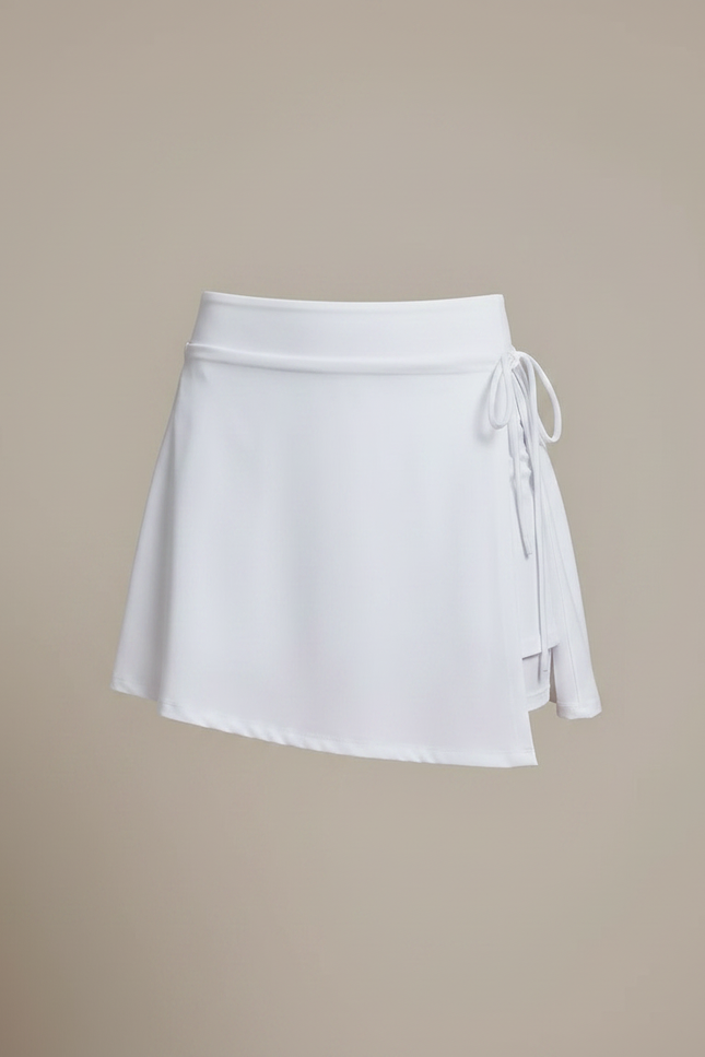 Pantalon Jupe Blanc Fluide Sport À Lacets - Polyester - vue 3