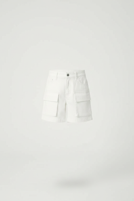 Pantalon Jupe Blanc Cargo Superposé Coton Enfant - Jean - vue 3
