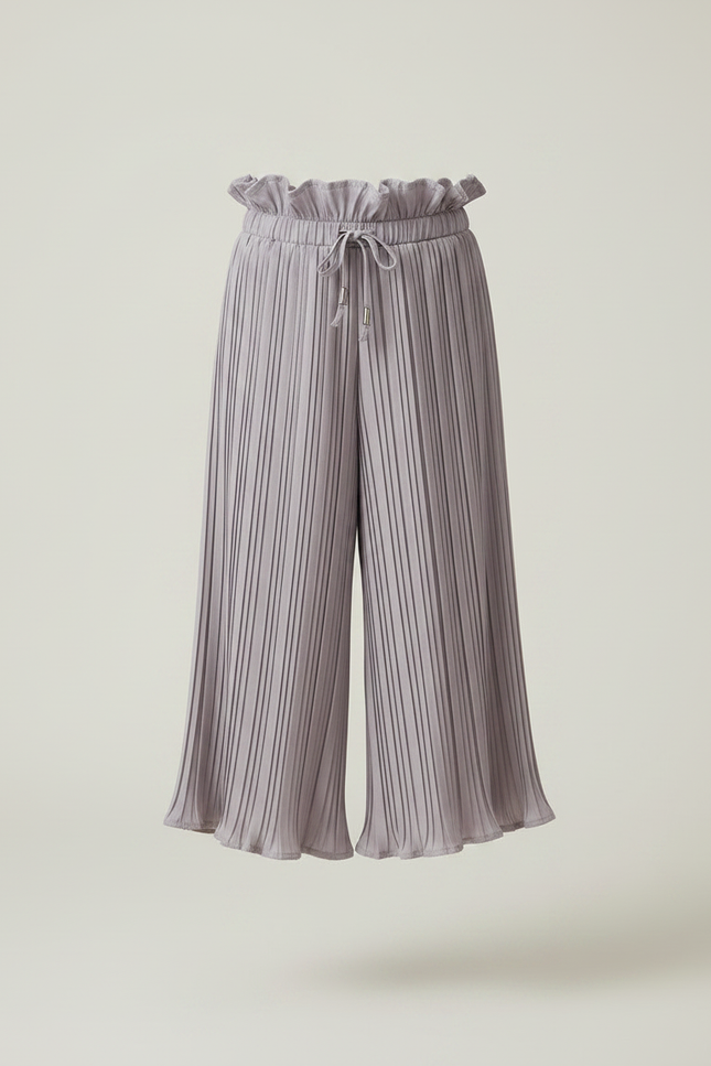 Pantalon Jupe Plissé Gris Ample Enfant Fluide - Polyester - vue 3