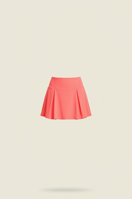Pantalon Jupe Corail Plissé Taille Haute Mini - Rose Polyester - vue 3