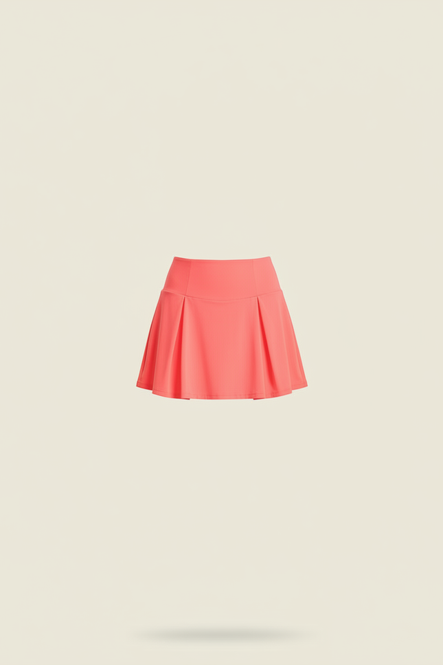 Pantalon Jupe Corail Plissé Taille Haute Mini - Rose Polyester - vue 3
