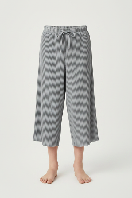 Pantalon Jupe Gris Plissé Ample Enfant Décontracté - Polyester - vue 3
