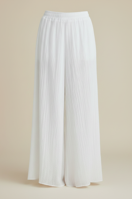 Pantalon Jupe Blanc Ample Fluide Coton Élégant - Lin - vue 3
