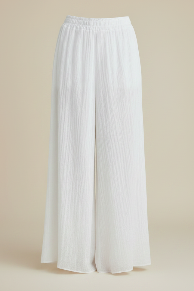 Pantalon Jupe Blanc Ample Fluide Coton Élégant - Lin - vue 3