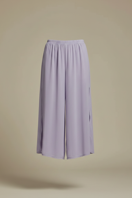 Pantalon Jupe Lavande Fluide Fendu Chiffon Léger - Violet Polyester - vue 3