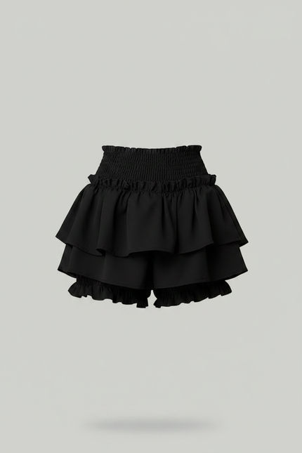 Pantalon Jupe Noir Volants Plissé Taille Haute - Polyester - vue 3