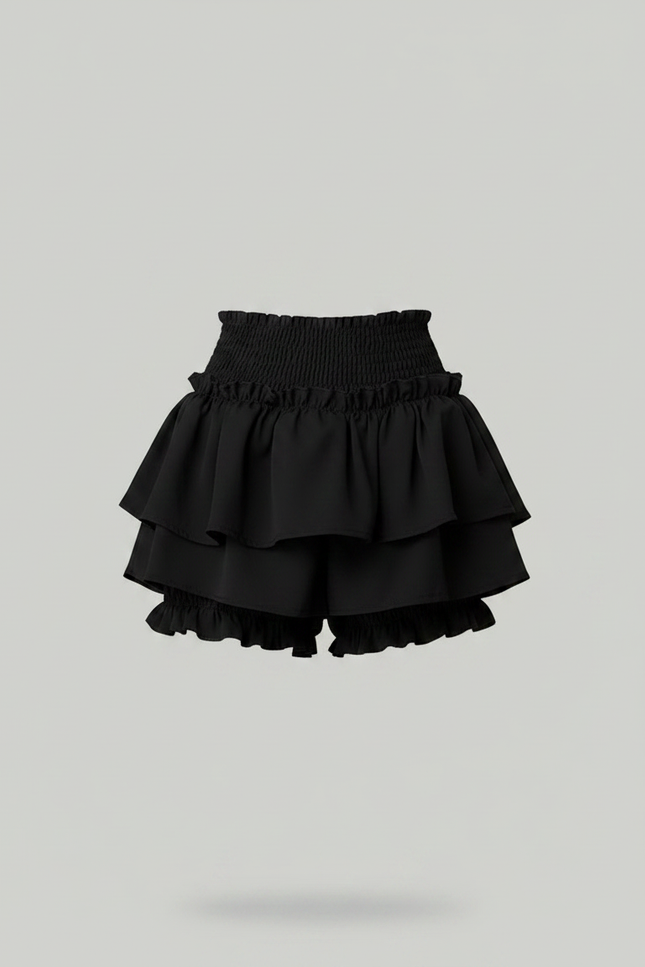Pantalon Jupe Noir Volants Plissé Taille Haute - Polyester - vue 3