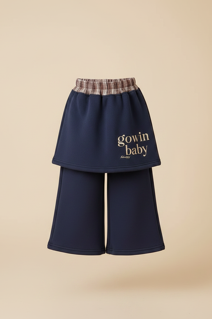 Pantalon Jupe Marine Ample Lettres Brodées Confortable - Molleton - vue 3