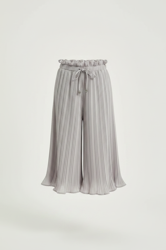 Pantalon Jupe Plissé Gris Ample Fille Décontracté - Polyester - vue 3