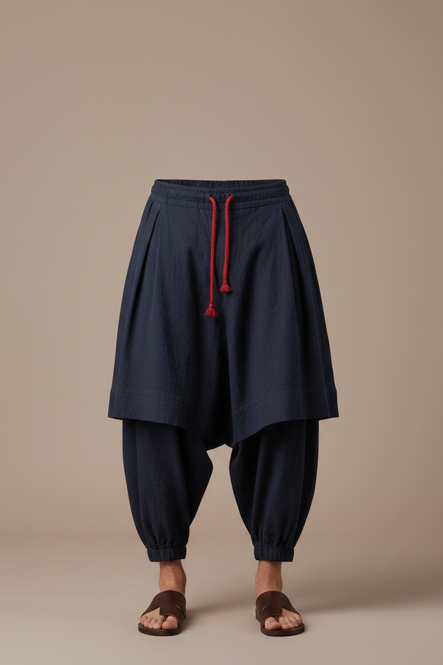 Pantalon Style Jupe Culotte - Marine Lin - vue 3
