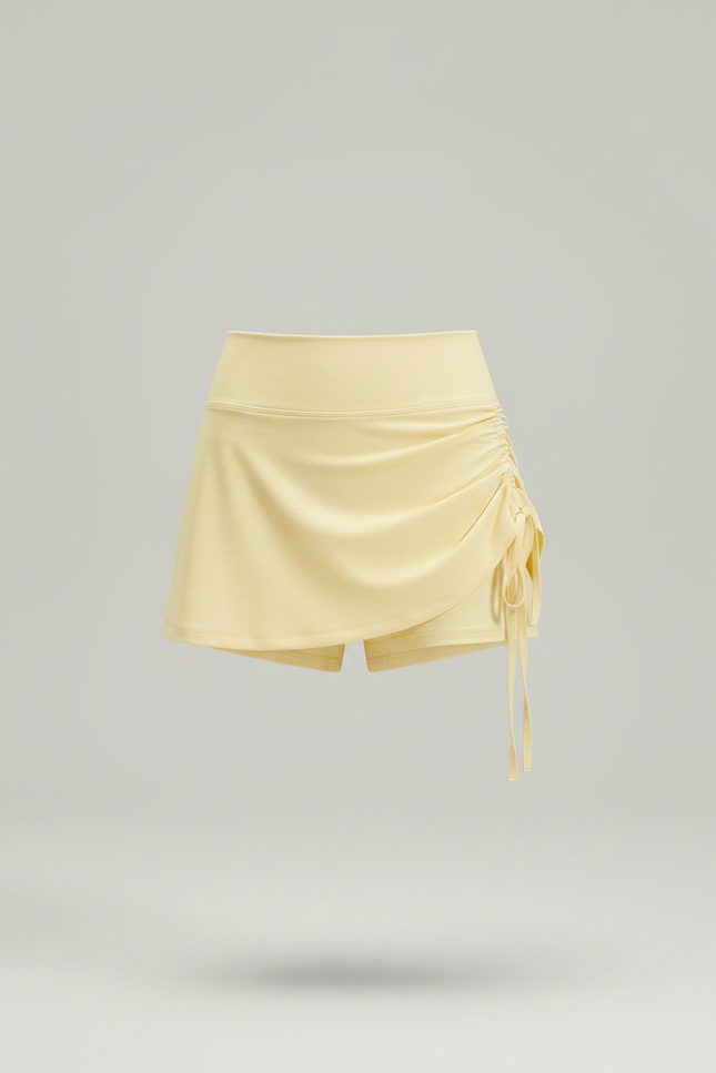 Pantalon Jupe Jaune Clair Froncé Doublé Sportif - Polyester - vue 3