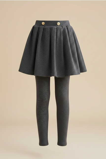 Pantalon Jupe Gris Plissé Chaud Épais Fille - Molleton - vue 3