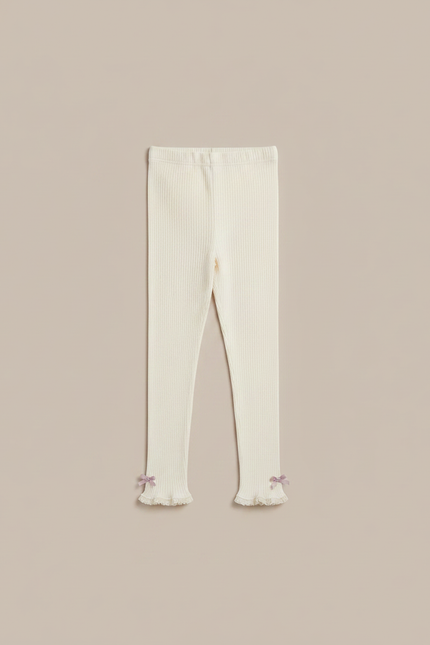 Pantalon Jupe Écru Tulle Superposé Nœuds Fille - Beige Maille - vue 3
