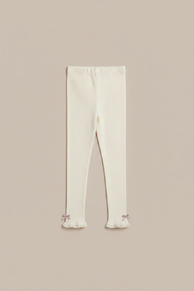 Pantalon Jupe Écru Tulle Superposé Nœuds Fille - Beige Maille - vue 3