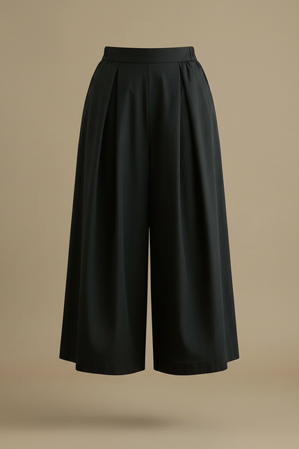 Pantalon Jupe Noir Ample Coton Fluide Élégant - vue 3