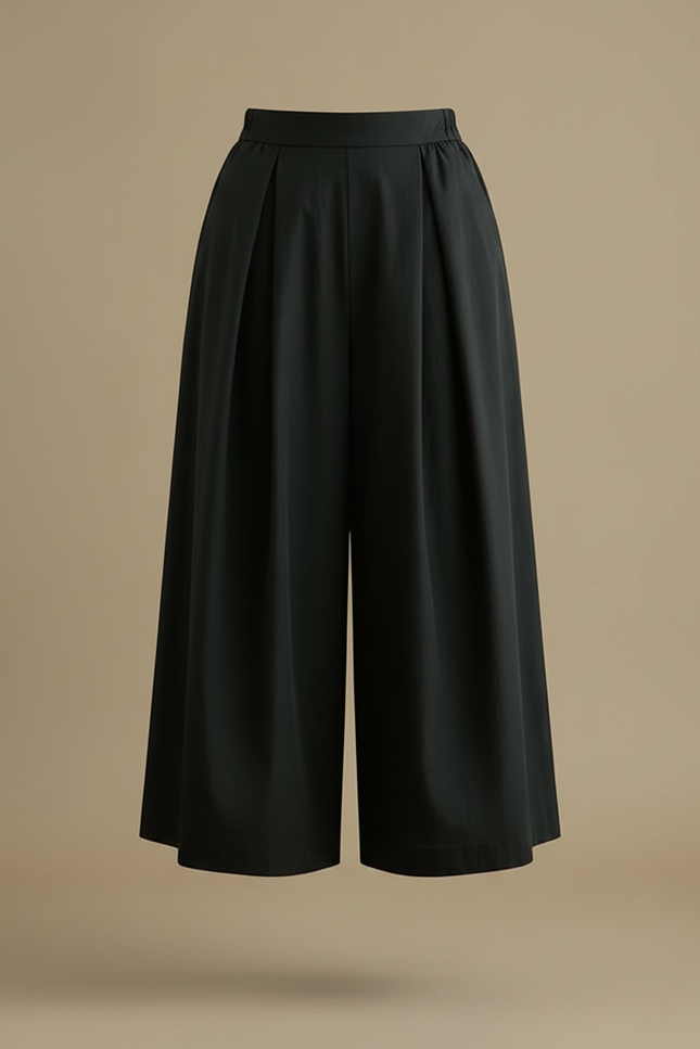 Pantalon Jupe Noir Ample Coton Fluide Élégant - vue 3