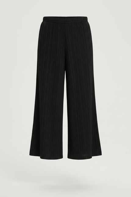 Pantalon Jupe Noir Plissé Ample Décontracté Fille - Maille - vue 3