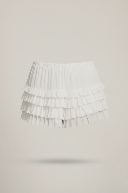 Pantalon Jupe Blanc Volants Chiffon Décontracté Court - Polyester - vue 3