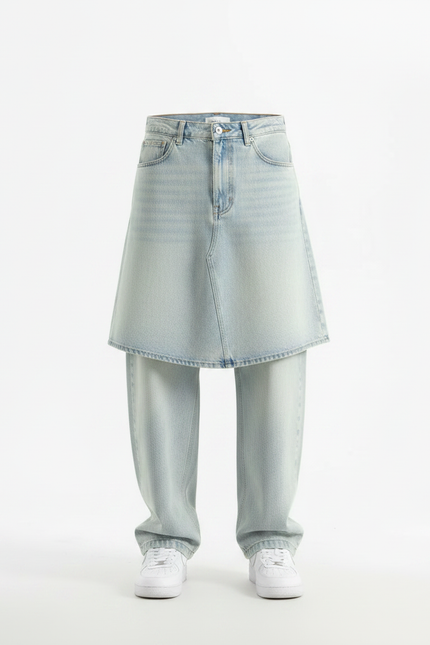 Pantalon Jupe Denim Bleu Ample Décontracté Urbain Homme - Jean - vue 3