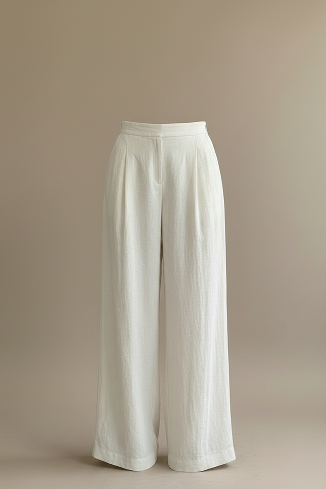 Pantalon Jupe Beige Lin Ample Superposé Élégant Femme - vue 3