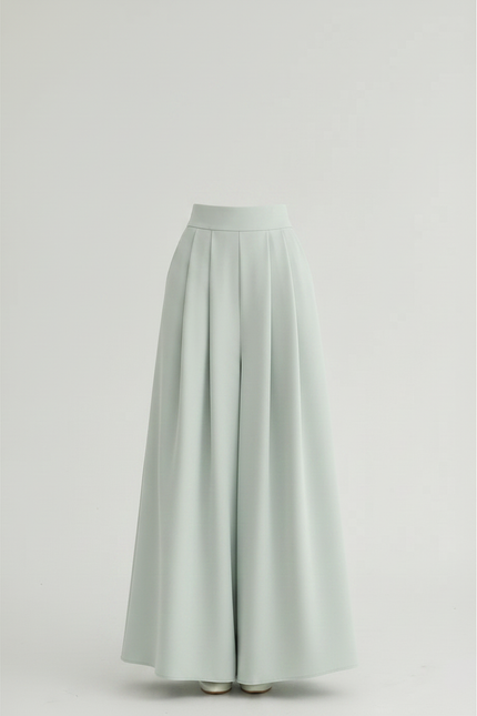 Pantalon Jupe Vert Menthe Ample Plissé Fluide Élégant - Polyester - vue 3