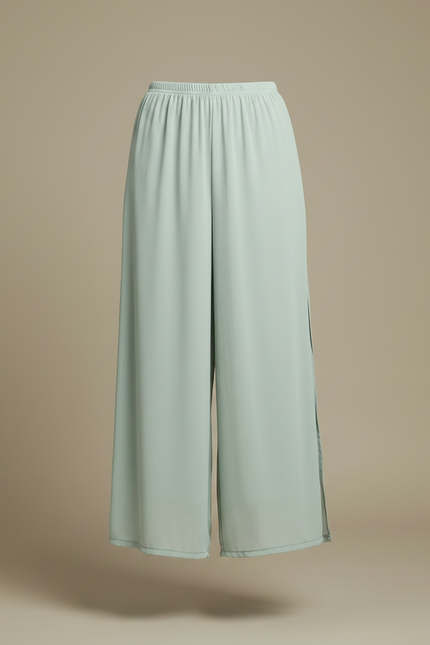 Pantalon Jupe Vert Menthe Fluide Fendu Chiffon Léger - Polyester - vue 3