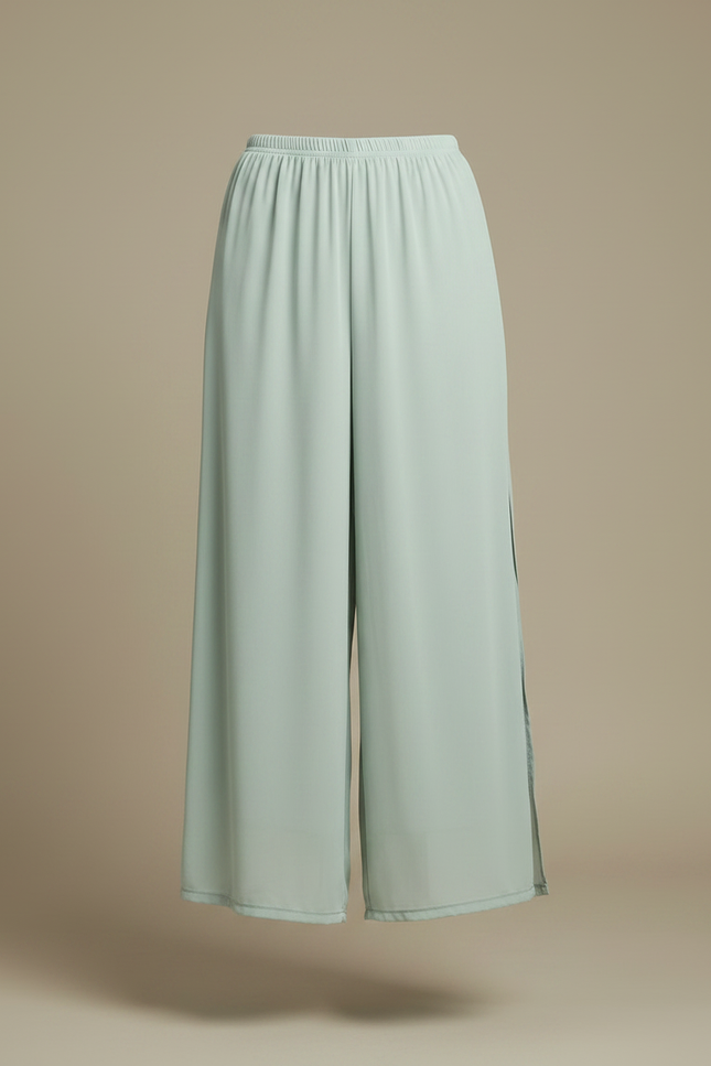 Pantalon Jupe Vert Menthe Fluide Fendu Chiffon Léger - Polyester - vue 3