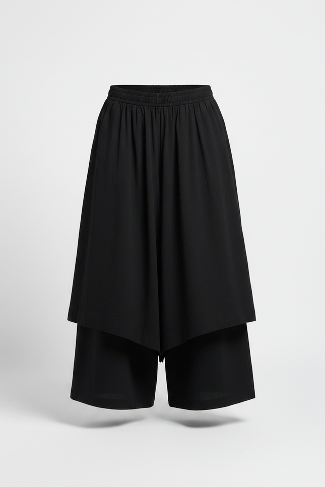 Pantalon Jupe Noir Ample Fluide Décontracté Moderne - Viscose - vue 3